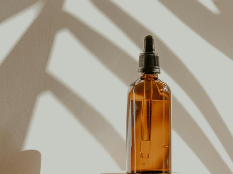 Amber glass skincare bottle