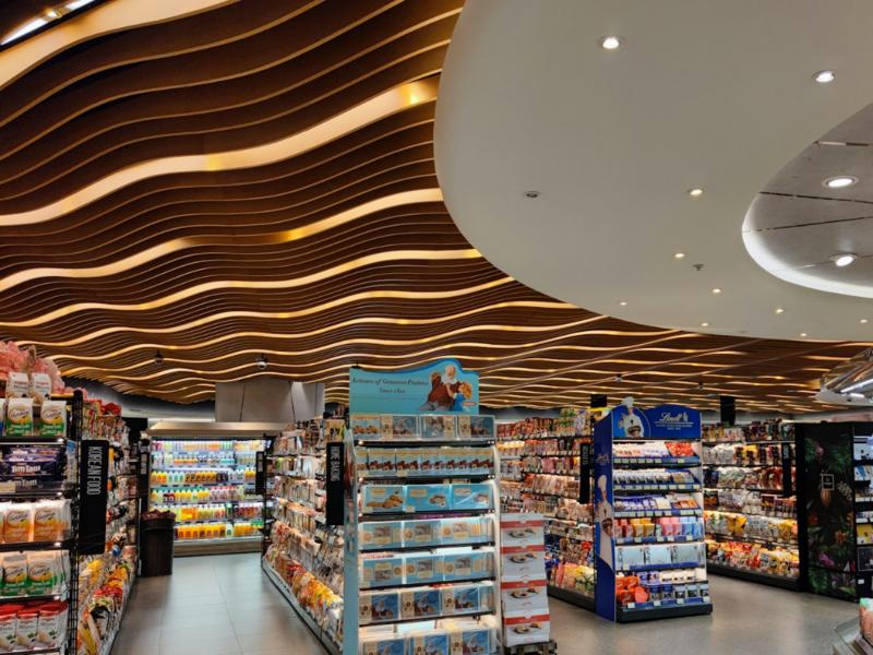Retail store aisles stocked with merchandise